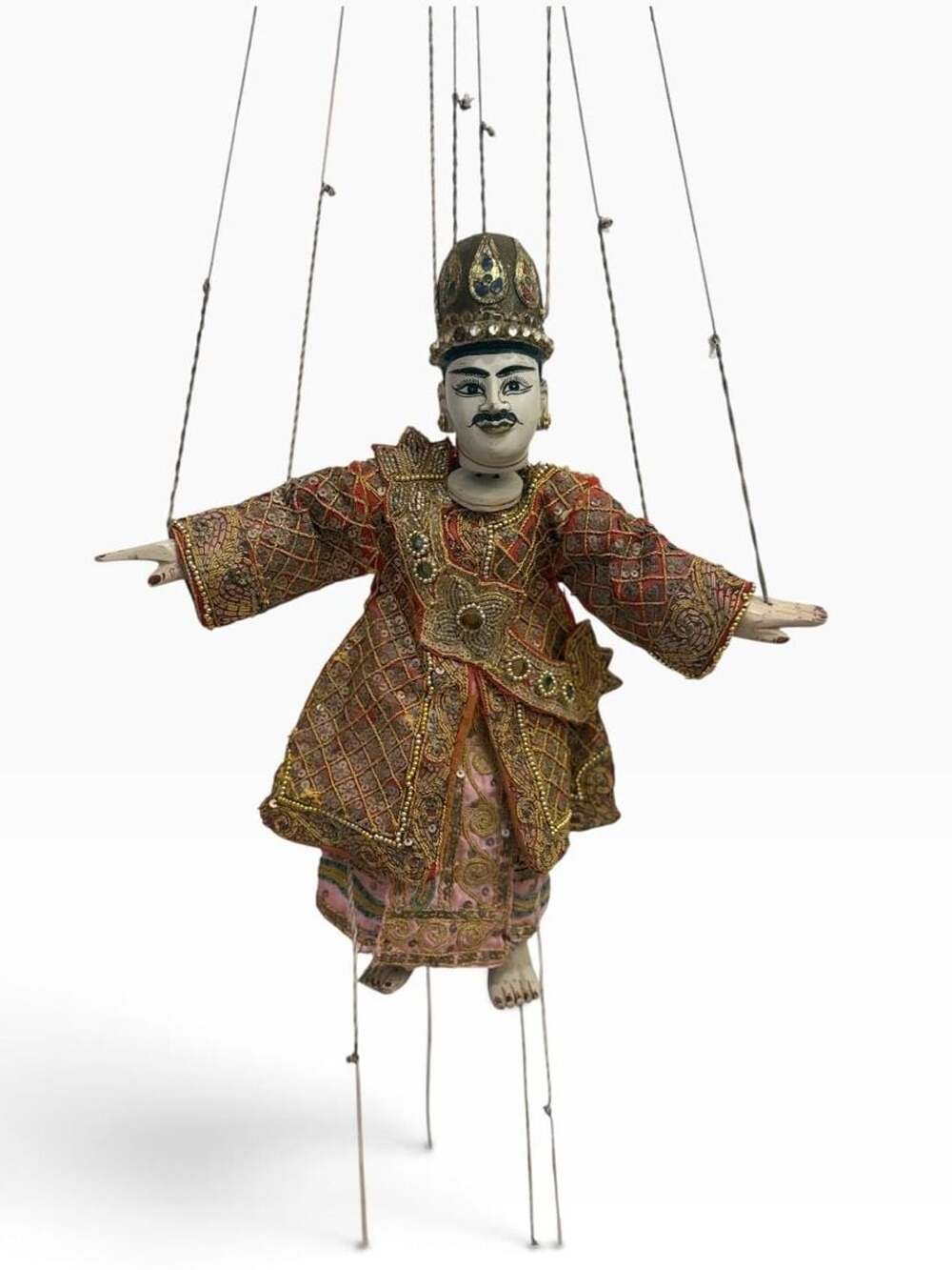 Vintage Handcrafted Burmese Yoke The Marionette Wooden String Puppet in Traditio